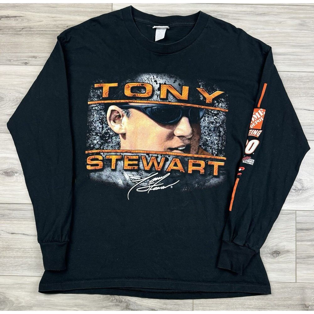 Vtg Y2K Nascar Tony Stewart Long Sleeve Shirt Chase Authentics Double Sided Sz L
